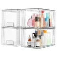 Sindcom 4 Pack Large Stackable Plastic Storage Drawers, Acrylic Clear Bathroom Closet Undersink Organizer,4 Medium