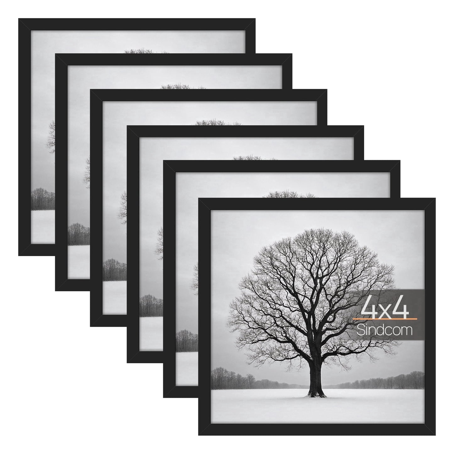 Sindcom 6 Pack 4x4 Picture Frames for Wall and Tabletop, gallery wall frame set, Black
