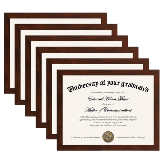 Sindcom 6 Pack 8.5x11 Document Picture Frame , 8.5 by 11 Award Diploma Certificate Frames , Mahogany