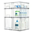 Sindcom 6 Pack Clear Stackable Storage Drawers,Easy to Assemble Bathroom Organizers and Storage with handles,Plastic Drawers for Kitchen Pantry,Cabinet,Under Sink Organization