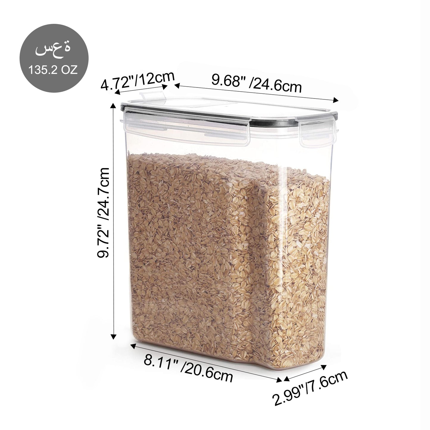 Cereal Storage Container Set of 4, Sindcom Airtight Food Storage Containers, 135.2 fl oz, Black