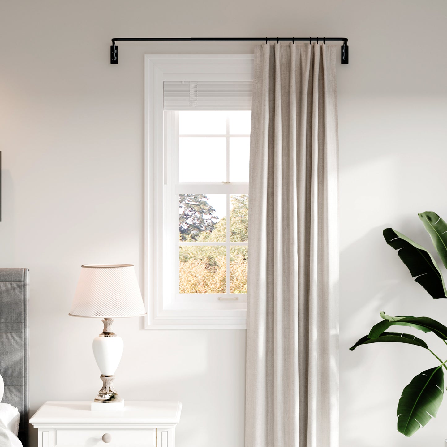 Sindcom Blackout Curtain rod for windows 28 to 48, Wrap Around Curtain Rods for Bedroom, Living Room, Adjustable from 30 to 57 Inches, Matte Black